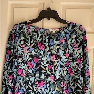 Chaus Blue and Pink Floral Blouse. Size large.